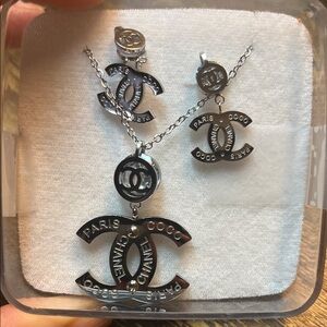 CHANEL Silver Necklace with Paris Coco Design